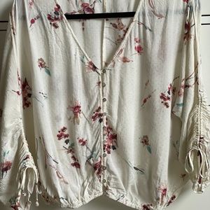 dolman sleeve blouse watercolor flower  print